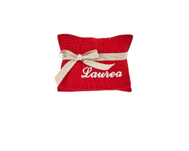 Favor sugared almonds panama with laurea embroidery and ecru cotton bow