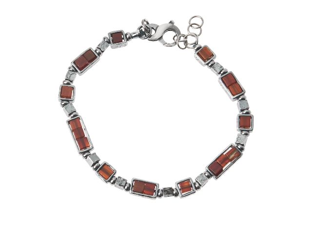 Bracciale uomo soul man argento brunito e agata rossa