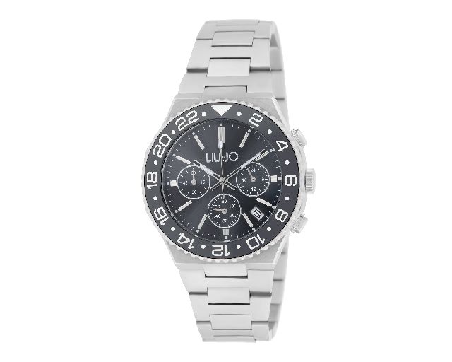 Orologio uomo wide chrono acciaio quadrante nero e cinturino acciaio