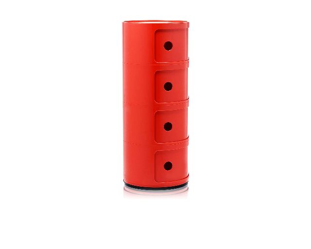 Cassettiera Componibile A Quattro Elementi Colore Rosso Kartell