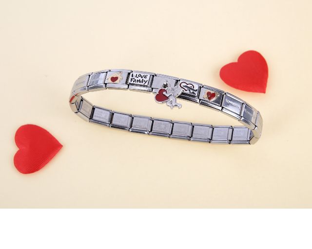 Bracciale composable acciaio i love family