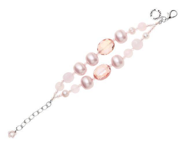 Bracciale con agata, madreperla e cristalli rosa