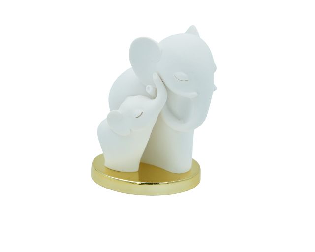 Figurina elefanti bianchi con base oro