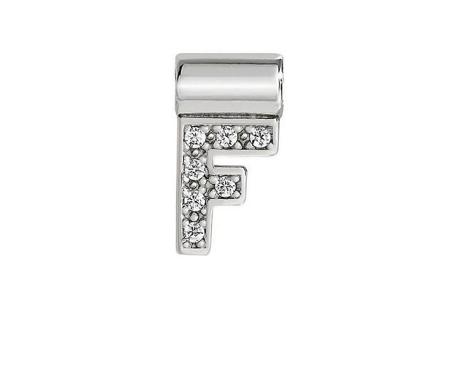 Charm seimia silver f letter with zircons