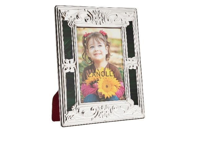 Picture frame silver and green cathedral glass