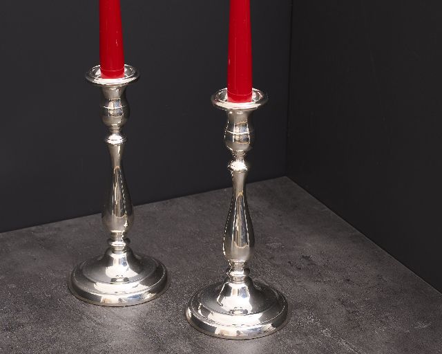 Coppia Di Candelieri Monofiamma Argento In Stile Inglese Usato Ricondizionato Zanolli Vintage 190764 Us0008861