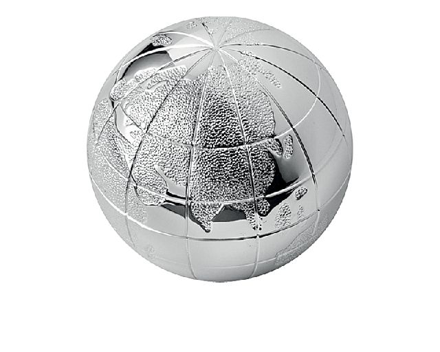 Paperweight world silver plated