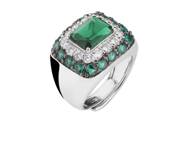 Anello argento con zircone smeraldo