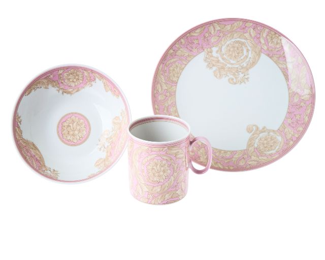 Set kids barocco rose porcelain 3 pieces