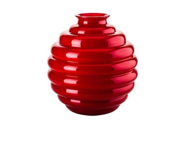 Vaso decò vetro di murano rosso lattimo