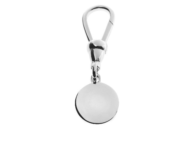 Keyring silver with lobster clasp and round plate