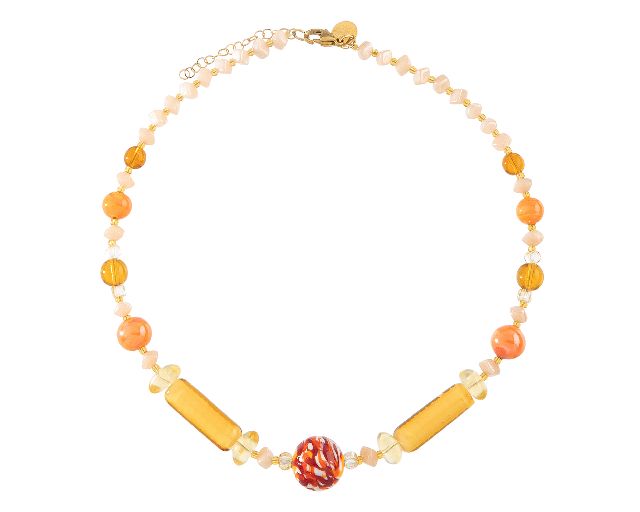 Collana girocollo tasnim vetro di murano ambra