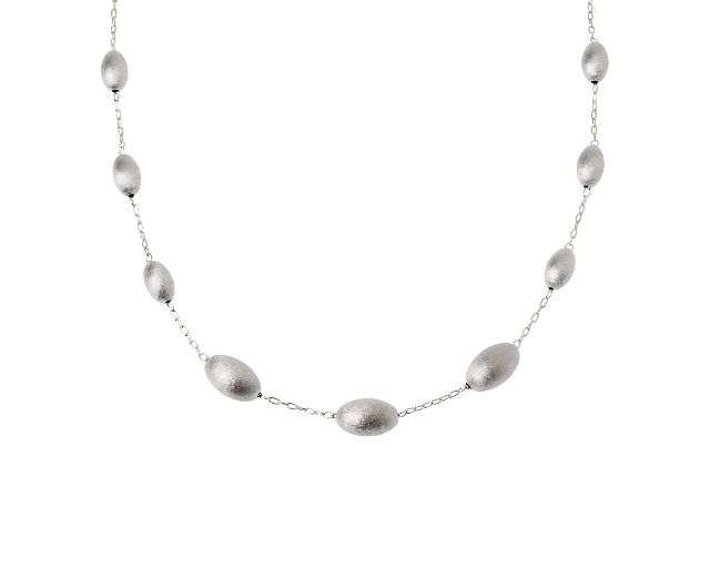 Collana argento satinato con chicchi degradè