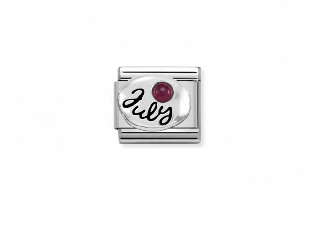 July composable steel silver and ruby stone