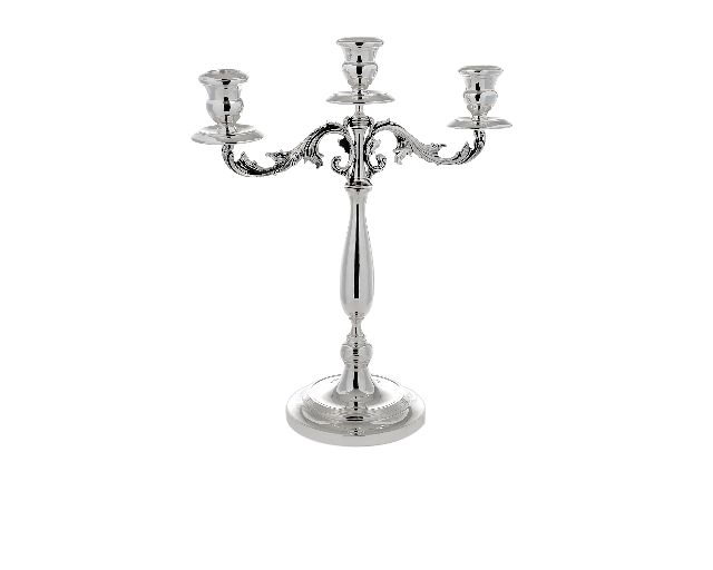 Candelabro argento a tre fiamme in stile barocco