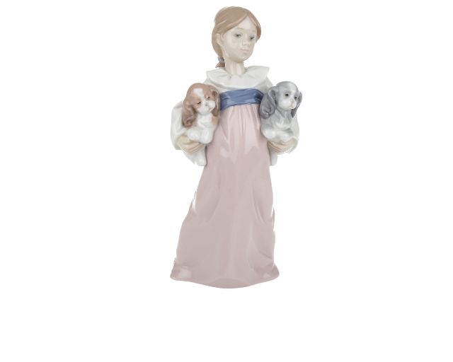 Bimba con cuccioli porcellana