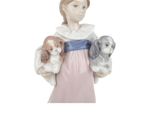 Bimba Con Cuccioli Porcellana Lladro