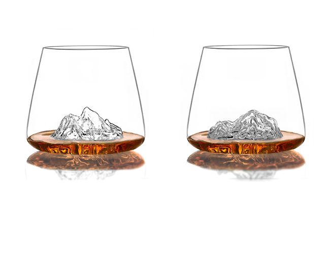 Set bicchieri whisky topographic monte bianco/everest 2 pezzi