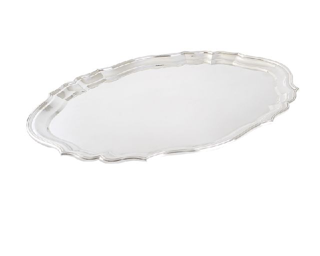 Oval tray silver in venetian style