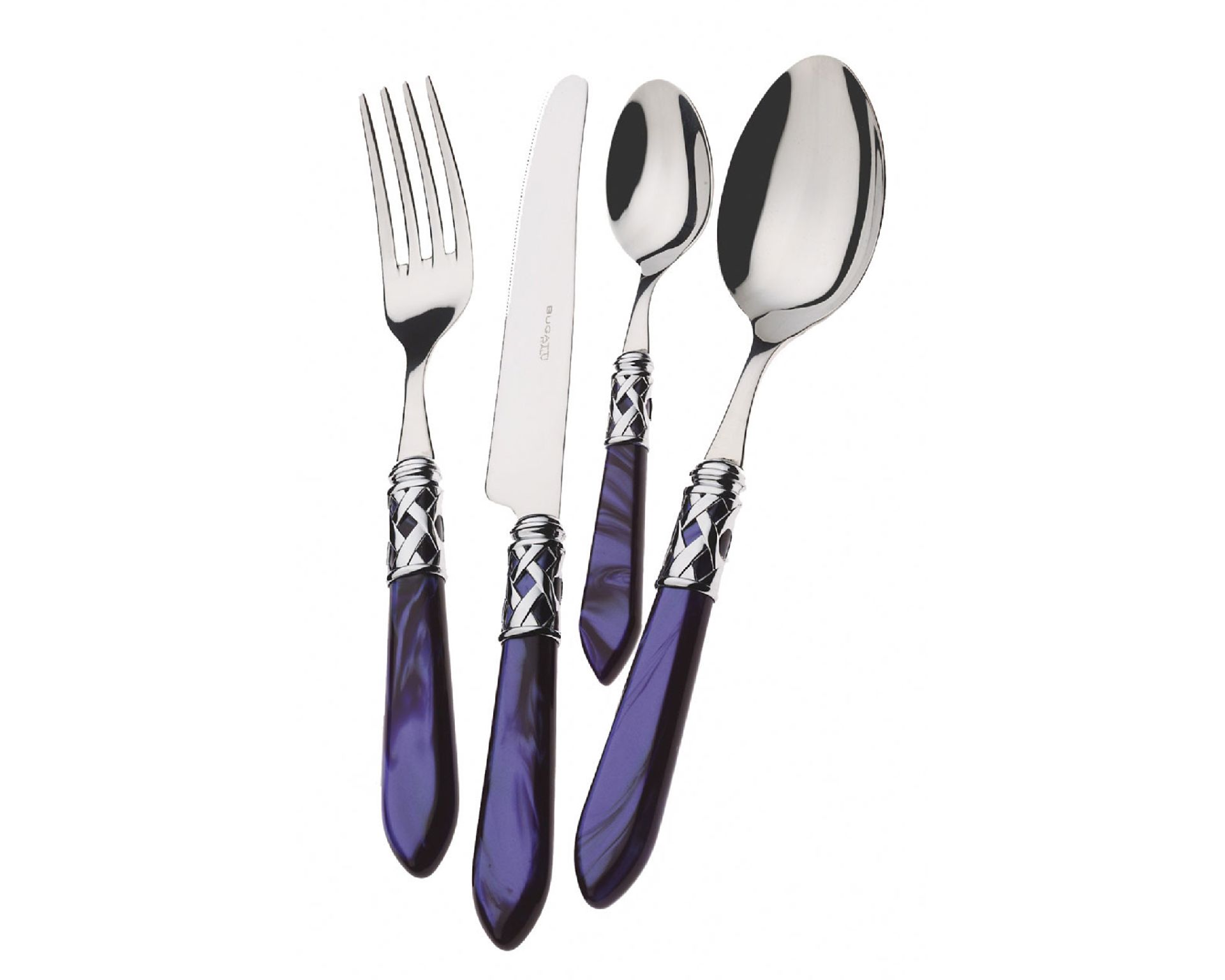 Set Posate Aladdin Acciaio Con Manico Blu E Ghiera Cromata 24 Pezzi Bugatti 189178 963alc2ms4250