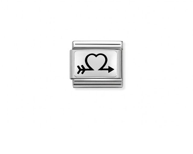 Open heart with arrow composable steel and silver