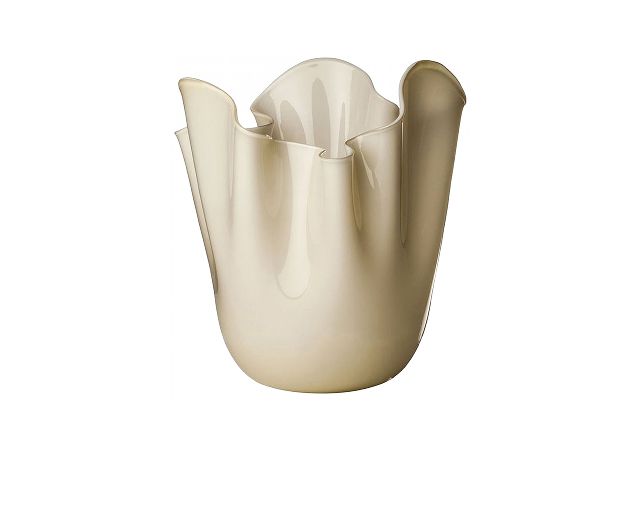 Vaso fazzoletto vetro di murano opalino paglierino