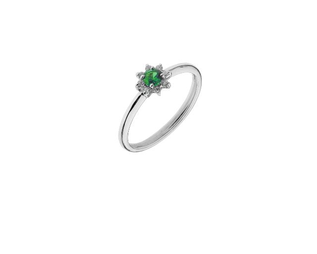 Anello oro 750‰ con smeraldo e diamanti