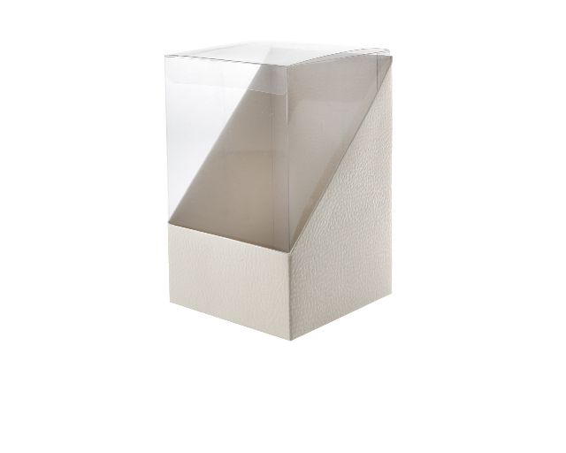 Scatola per bomboniera duo pelle bianco 11 x 11 x h16,5