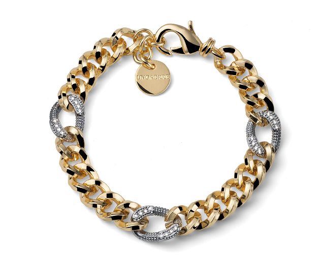 Bracciale classica in bronzo dorato con zirconi