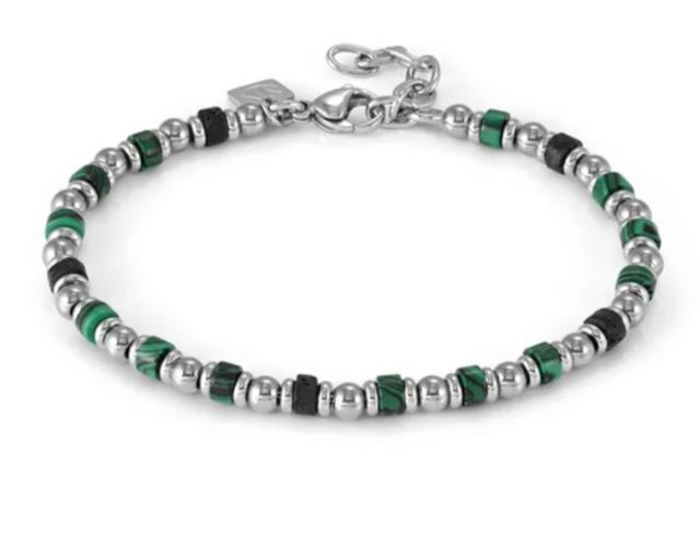 Bracelet instinctstyle sea steel malachite and lava stone