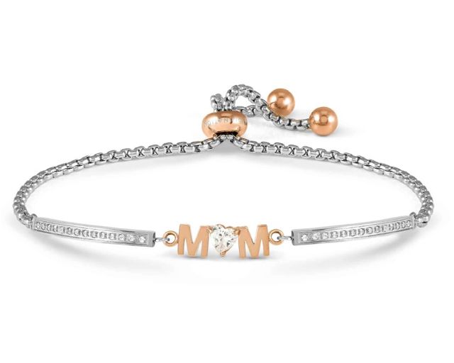 Bracelet milleluci steel with mom and zircons
