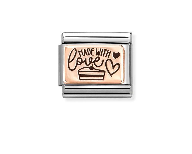 Cake made with love composable steel and rosè gold