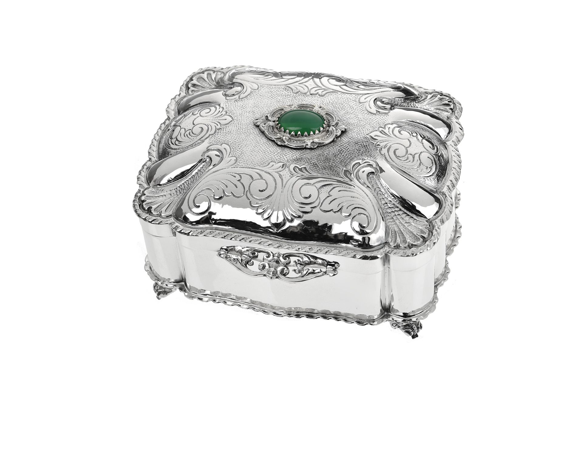 Cofanetto Portagioie Argento Con Pietra Verde Selezione Zanolli