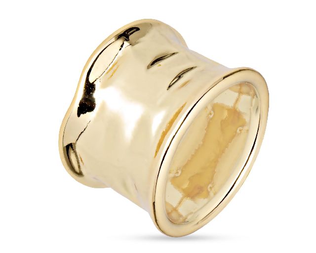 Anello acciaio dorato a fascia martellata
