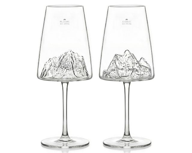 Set di calici vino topographic 2 pezzi monte bianco/everest