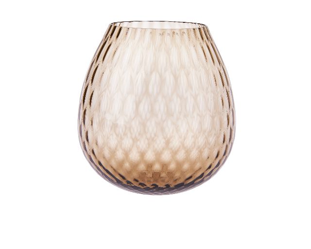 Vaso portacandela macramè xl vetro di murano marrone
