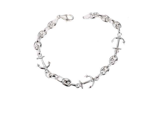 Bracelet Silver Marine And Anchors Knit Selezione Zanolli 160817 935d5024bk7041a