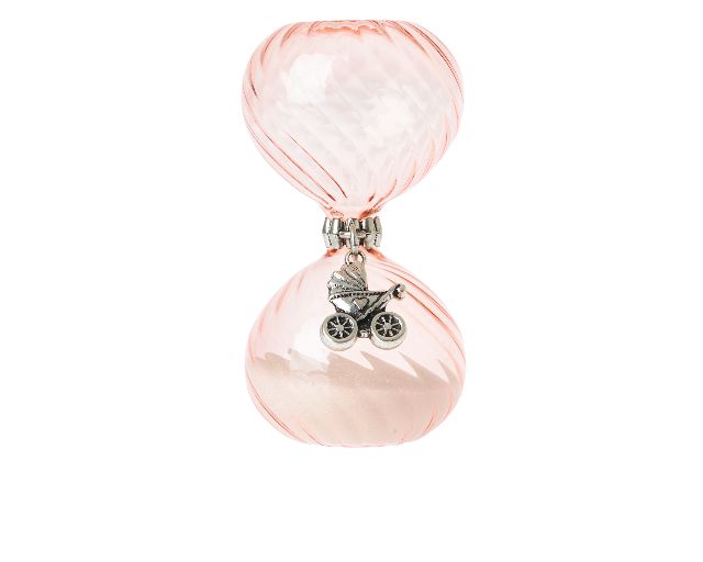 Clessidra rosa antico con ciondolo passeggino