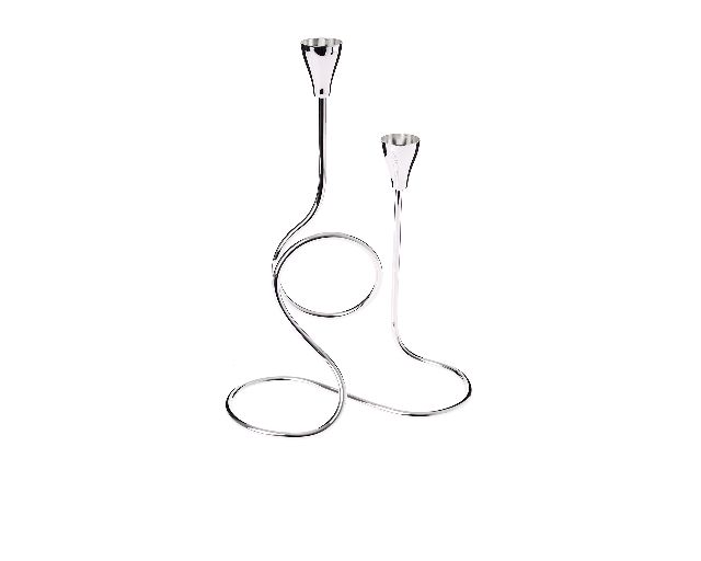 Candeliere a filo silver plated a due fiamme