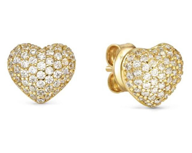 Orecchini life poetry argento dorato cuore con pavè di zirconi