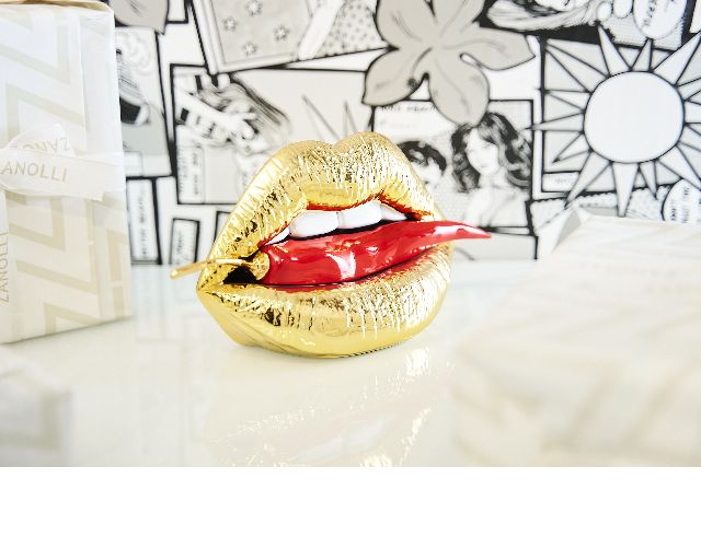 Scultura Bocca Oro E Peperoncino Rosso Selezione Zanolli 181839 875pp0308