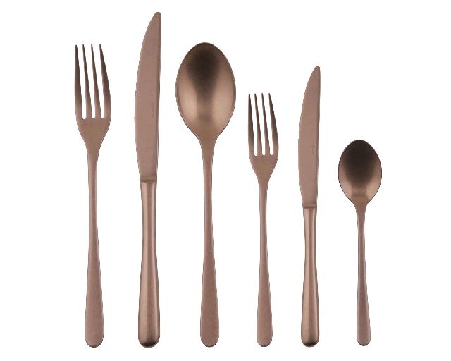 Servizio posate taste vintage acciaio pvd copper 36 pezzi monoblocco