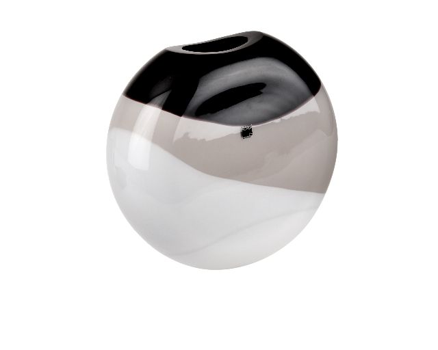 Vase eclissi murano glass milk white black grey