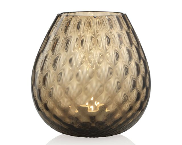 Candle holder vase macramè l murano glass brown