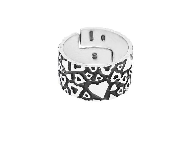 Ring silver hearts
