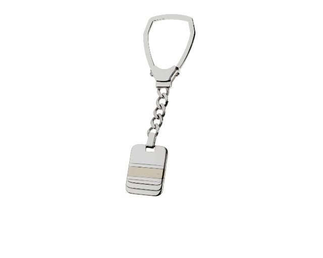 Keychain silver with rectangular plate and gold band