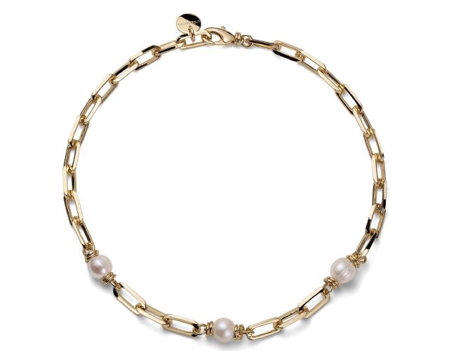 Necklace classica in gilded bronze with fresh water pearl