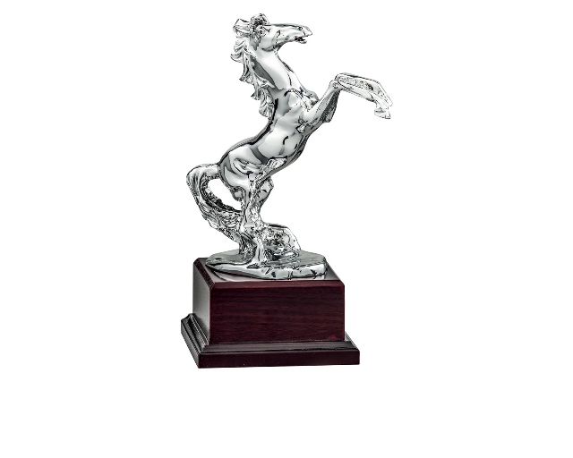 Trophy rampant horse with wooden base