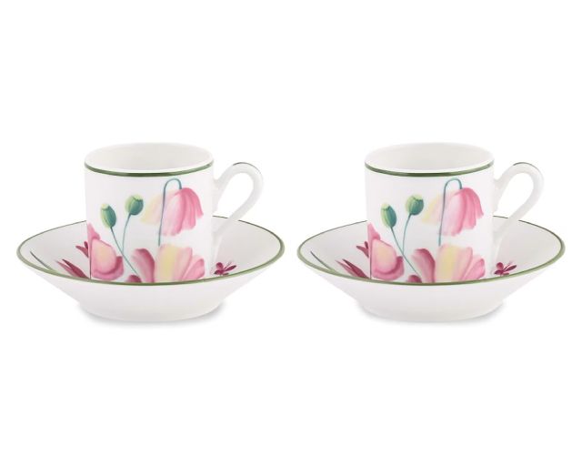 Set tazze caffè e piattini florenza malva porcellana 2 coppie