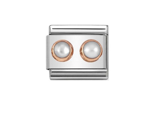 White pearl composable steel and rosè gold
